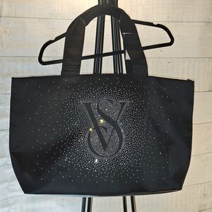Victoria's Secret Black Tote with Rhinestone Logo